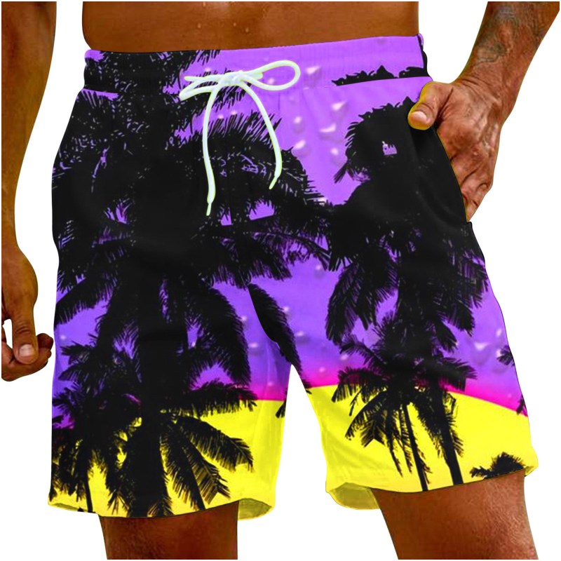 Ανδρικά παντελόνια παραλίας Χαβάης, 3D ψηφιακή εκτύπωση, μοτίβο φοίνικα, πολυεστέρας 90%