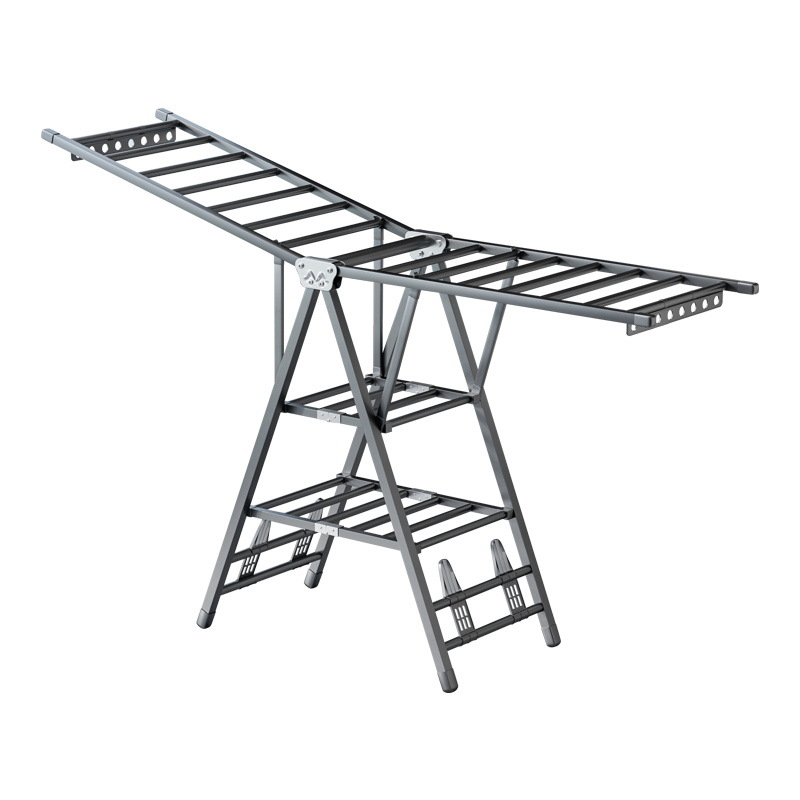 Stovinti skalbinių džiovyklė su sparno formos dizainu, sulankstoma, plieninė konstrukcija, mobilus