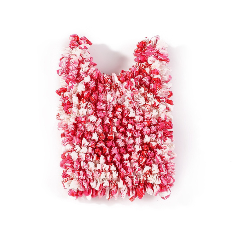 Geantă de cumpărături plisată, formă orizontală pătrată, buzunar deschis, material poliester, textură moale