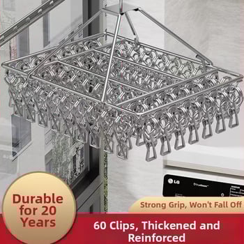 Nerūdijančio plieno daugklipsė džiovyklė, sulankstoma, kojinėms, apatiniams ir šalikams