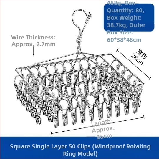 Nerūdijančio plieno daugklipsė džiovyklė, sulankstoma, kojinėms, apatiniams ir šalikams