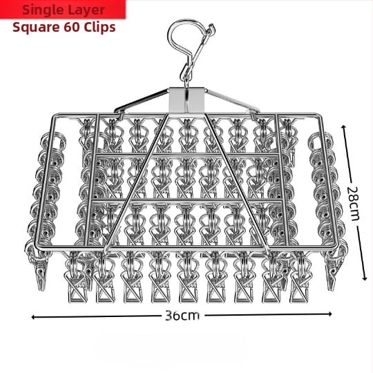 Nerūdijančio plieno daugklipsė džiovyklė, sulankstoma, kojinėms, apatiniams ir šalikams