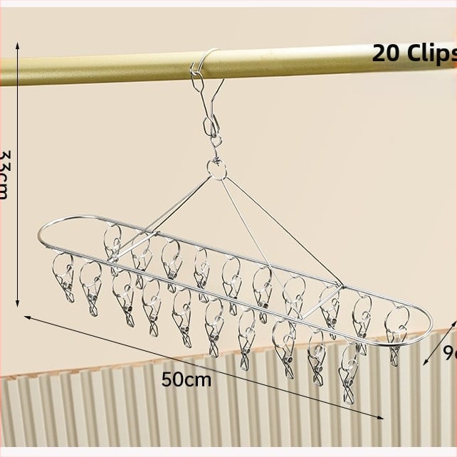 Nerūdijančio plieno daugklipsė džiovyklė, sulankstoma, kojinėms, apatiniams ir šalikams