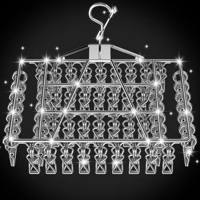 Nerūdijančio plieno daugklipsė džiovyklė, sulankstoma, kojinėms, apatiniams ir šalikams