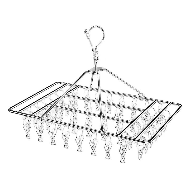 Nerūdijančio plieno daugklipsė džiovyklė, sulankstoma, kojinėms, apatiniams ir šalikams