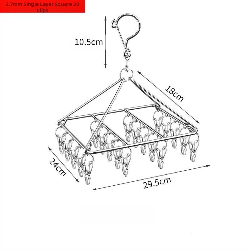 Nerūdijančio plieno daugklipsė džiovyklė, sulankstoma, kojinėms, apatiniams ir šalikams