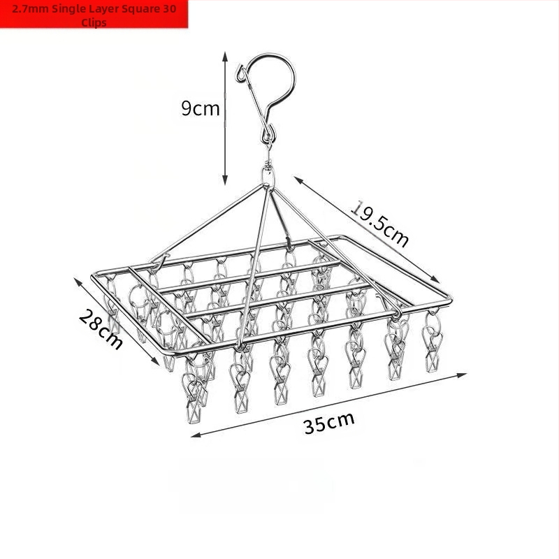 Nerūdijančio plieno daugklipsė džiovyklė, sulankstoma, kojinėms, apatiniams ir šalikams