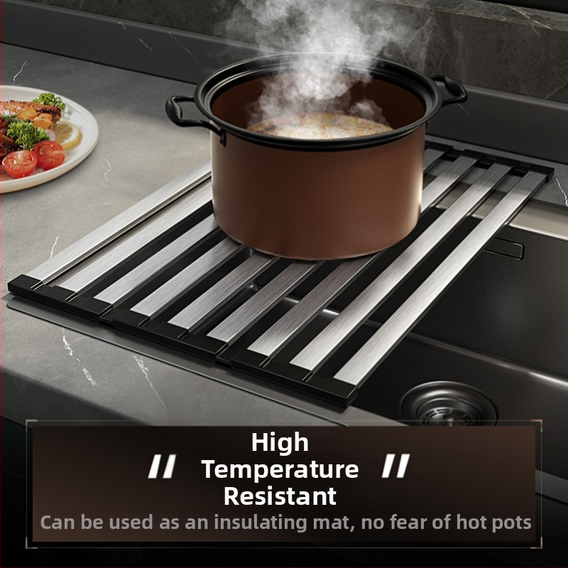 Stojan na drez, nástenný, nerezová oceľ, skladací odkvapkávací stojan, odkvapkávacie sito, bez inštalácie, moderný minimalistický štýl