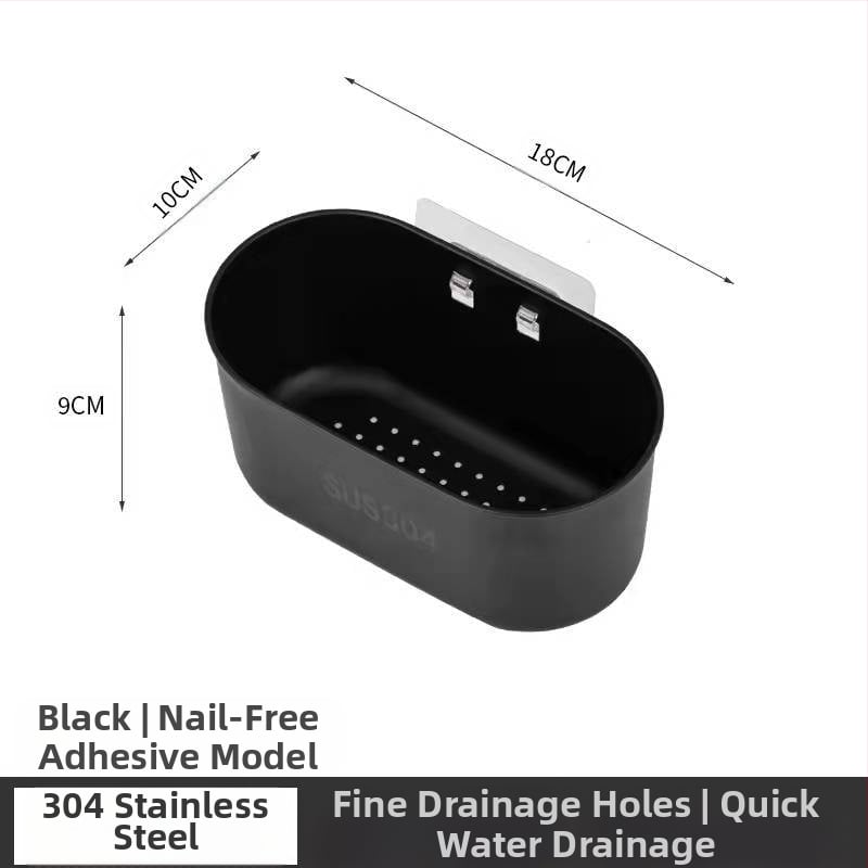 Nerūdijančio plieno nuotekų krepšelis su kabliuku – šiuolaikinis virtuvės organizatorius likučiams, daržovėms ir vaisiams