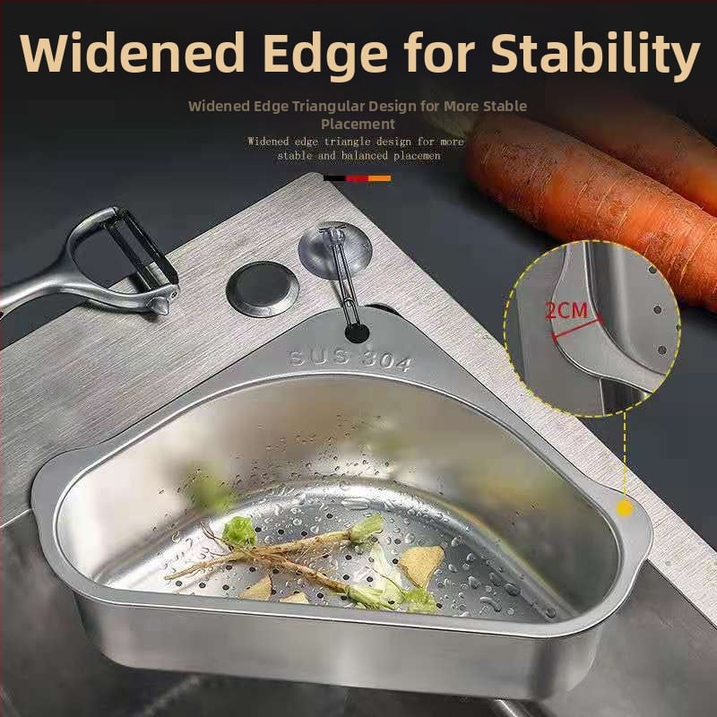 Nerūdijančio plieno nuotekų krepšelis su kabliuku – šiuolaikinis virtuvės organizatorius likučiams, daržovėms ir vaisiams