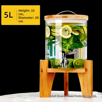 Zhenqi Stiklinė vyno statinė su čiaupeliu – premium, modernus ir paprastas stilius, tinkama vynui, sultims ir vaisių arbatoms