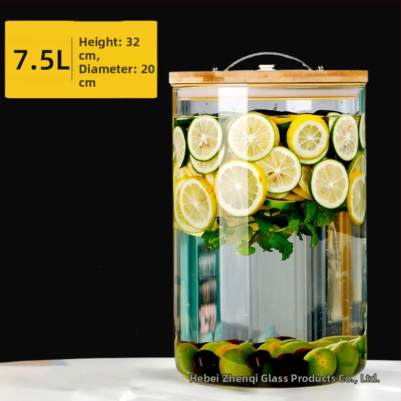 Zhenqi Stiklinė vyno statinė su čiaupeliu – premium, modernus ir paprastas stilius, tinkama vynui, sultims ir vaisių arbatoms