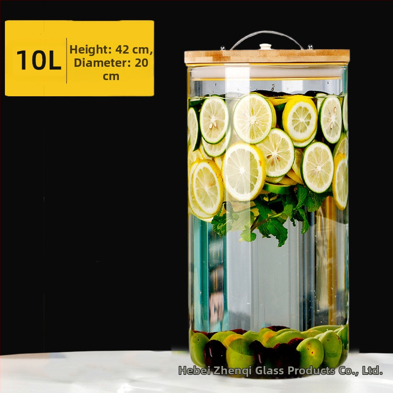 Zhenqi Stiklinė vyno statinė su čiaupeliu – premium, modernus ir paprastas stilius, tinkama vynui, sultims ir vaisių arbatoms