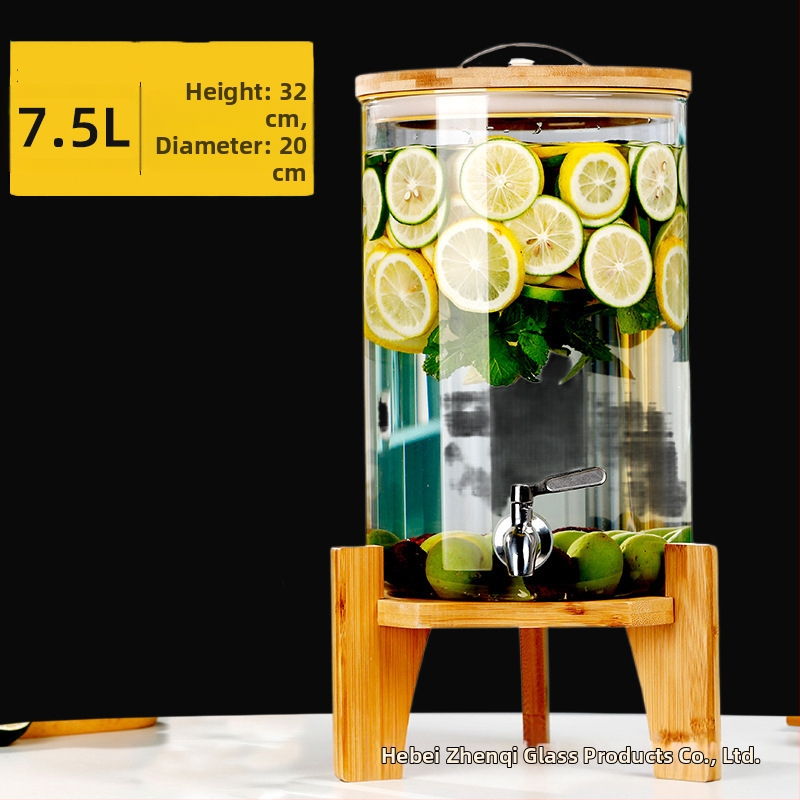 Zhenqi Stiklinė vyno statinė su čiaupeliu – premium, modernus ir paprastas stilius, tinkama vynui, sultims ir vaisių arbatoms