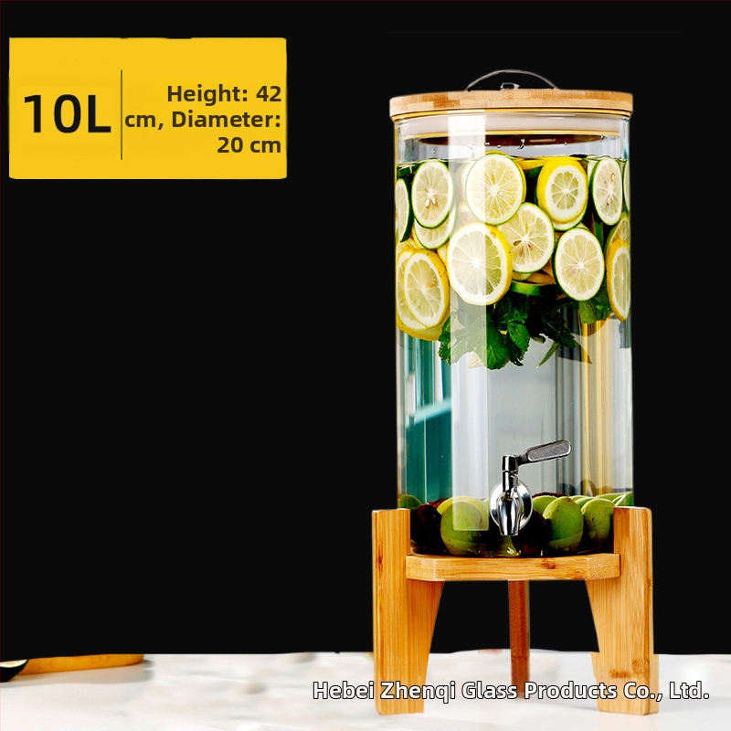 Zhenqi Stiklinė vyno statinė su čiaupeliu – premium, modernus ir paprastas stilius, tinkama vynui, sultims ir vaisių arbatoms