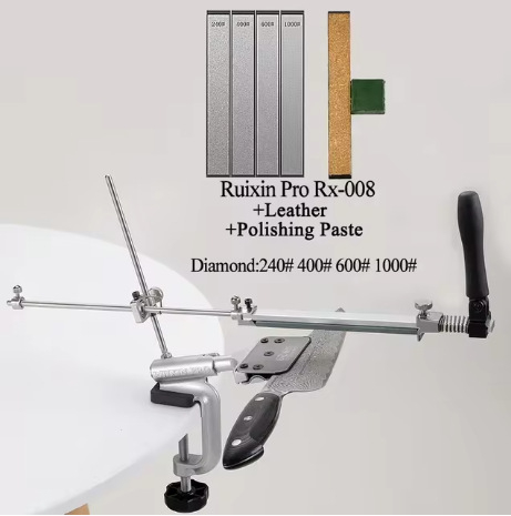 Peilių galandimo įrenginys su fiksuotu kampu, apgriežtas rotacinis mechanizmas greitam galandimui, nerūdijančio plieno konstrukcija