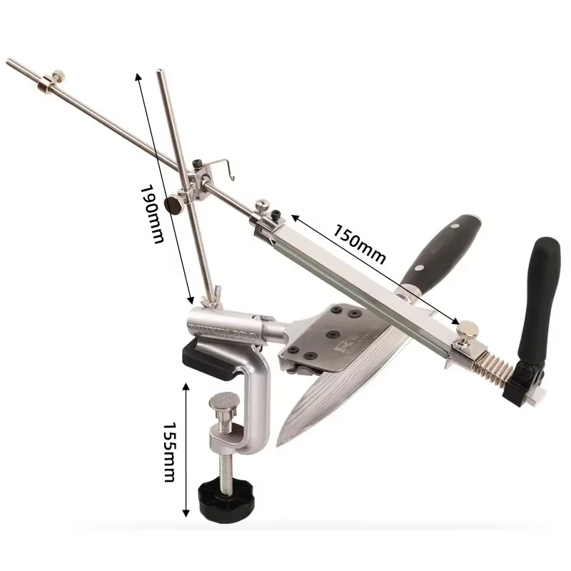 Peilių galandimo įrenginys su fiksuotu kampu, apgriežtas rotacinis mechanizmas greitam galandimui, nerūdijančio plieno konstrukcija