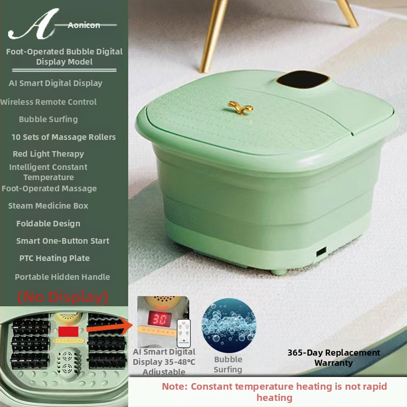 Nešiojama sulankstoma pėdų vonelė su automatinė masáže ir termostatine šildymu, vidinis gylis 20–30 cm