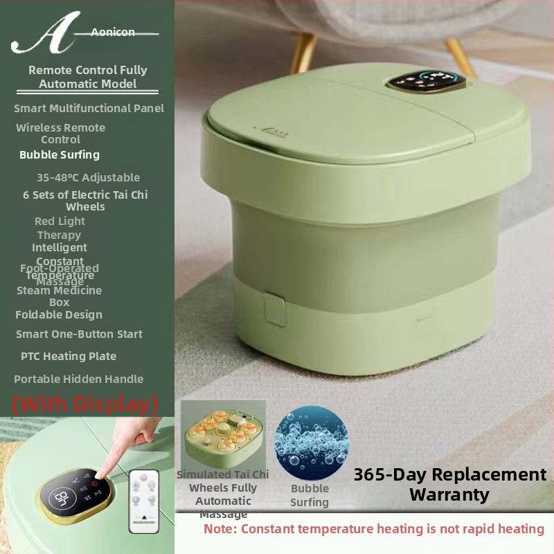 Nešiojama sulankstoma pėdų vonelė su automatinė masáže ir termostatine šildymu, vidinis gylis 20–30 cm