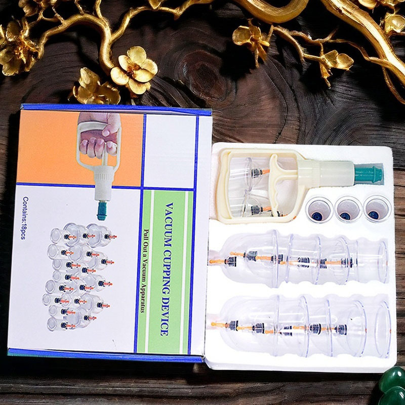 Műanyag kupping készlet, 6/12/18 pohárral, fitnesz és egészségmasszázs
