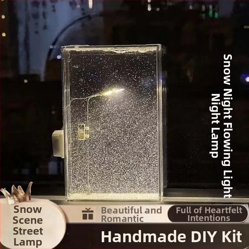 DIY naktinė lemputė rinkinys — geometrinė 3D atmosferos lemputė su sniego tema, įmontuota baterija, įtampa ≤36V