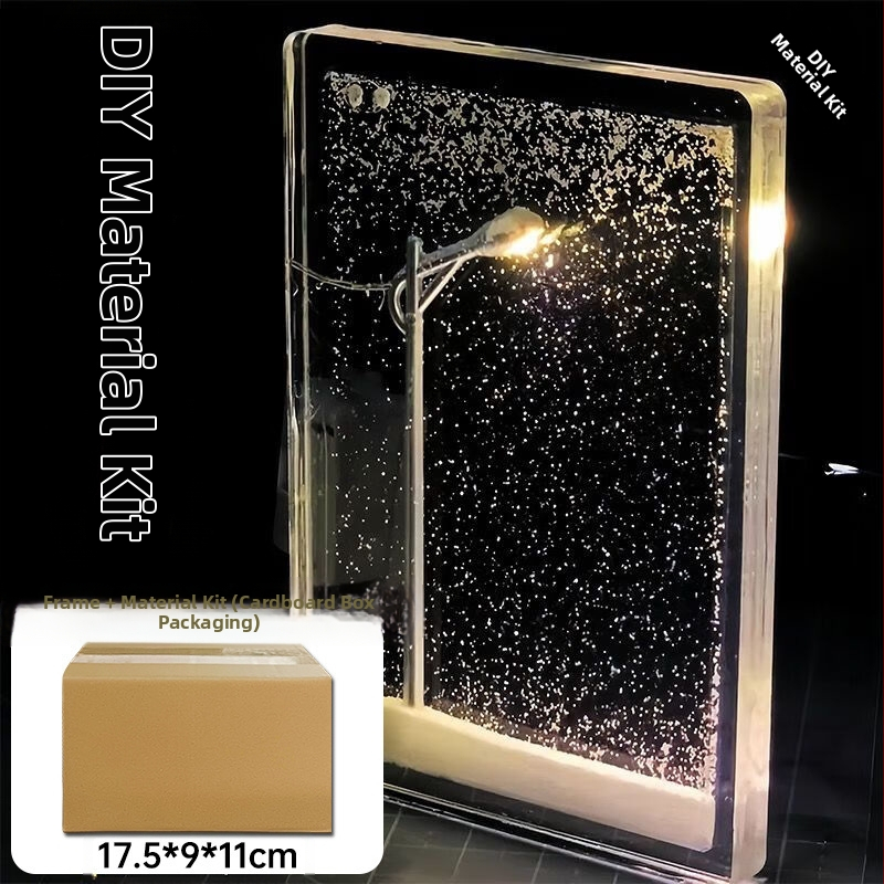 DIY naktinė lemputė rinkinys — geometrinė 3D atmosferos lemputė su sniego tema, įmontuota baterija, įtampa ≤36V