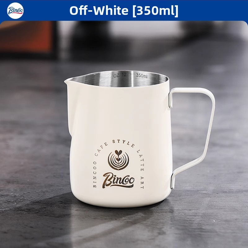 Bincoo nerūdijančio plieno latte art pieno indas, lazeriu graviruotas logotipas, pritaikomas, 165 g, šiuolaikinio stiliaus