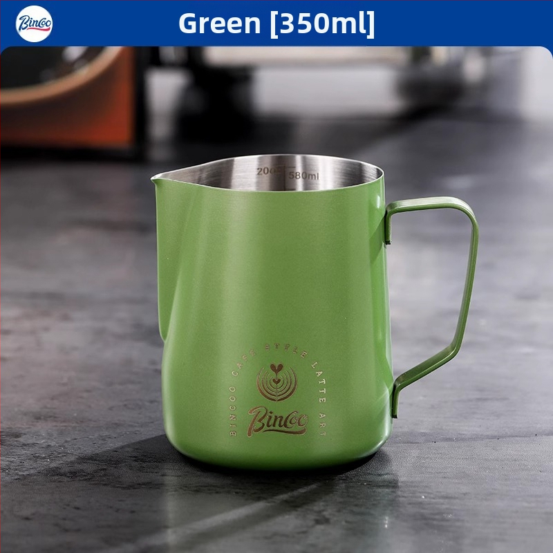 Bincoo nerūdijančio plieno latte art pieno indas, lazeriu graviruotas logotipas, pritaikomas, 165 g, šiuolaikinio stiliaus