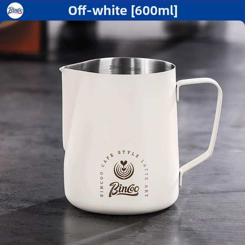 Bincoo nerūdijančio plieno latte art pieno indas, lazeriu graviruotas logotipas, pritaikomas, 165 g, šiuolaikinio stiliaus