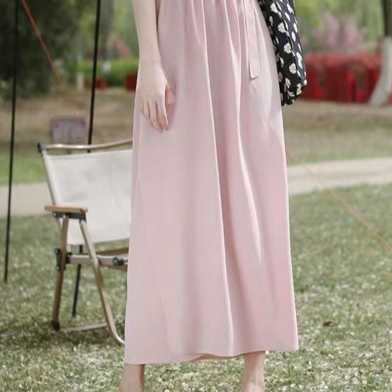 Φούστα ενός κομματιού με αντηλιακή προστασία από ice silk, κούμπωμα για κάλυψη ποδιών, μεσαίου μήκους, ύφασμα Lycra cotton με σπάντεξ