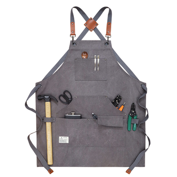 Auduma priekšauts bez piedurknēm ar vairākām kabatām dārzkopībai, grilēšanai un auto remontam — traipu izturība, moderns minimālisma stils