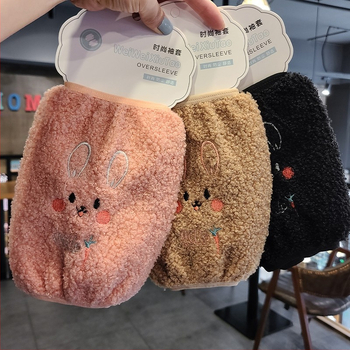 Παιδικά μακριά προστατευτικά μανίκια με κέντημα γάτας, πολάρ φλίς ύφασμα, καρτούν σχέδιο, φθινοπωρινό-χειμερινό, ηλικίες 3–13 ετών