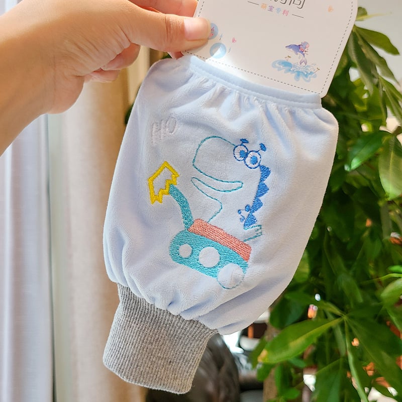 Παιδικά μακριά προστατευτικά μανίκια με κέντημα γάτας, πολάρ φλίς ύφασμα, καρτούν σχέδιο, φθινοπωρινό-χειμερινό, ηλικίες 3–13 ετών