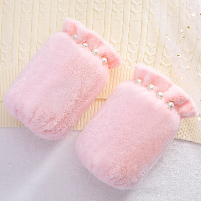 Γυναικείες μανσέτες χεριών με βελούδινη επένδυση, σχέδιο καρτούν, κεντημένες λεπτομέρειες, αντιλερωτική λειτουργία, φθινοπωρινό-χειμερινό