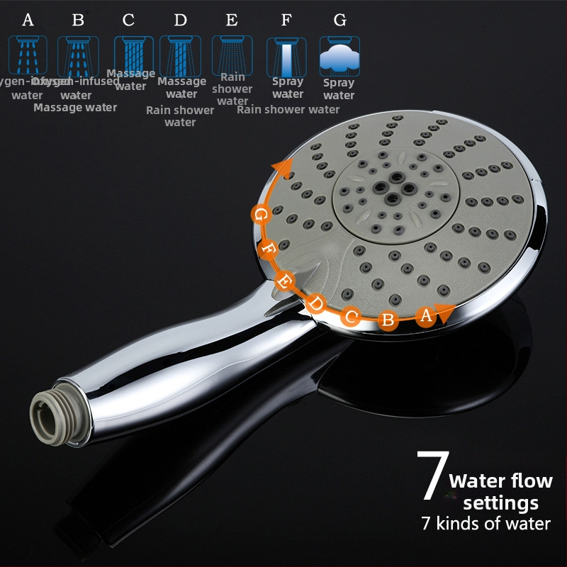 Daugiafunkcinis rankinis dušo komplektas su LED apšvietimu, temperatūros kontrole, masažu, ABS medžiaga, sriegine jungtis