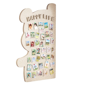 Πίνακας τοίχου από φέλτ με μοτίβο αρκούδας, πάνελ από φελλό, καρτούν στυλ, ύφασμα plush, εγκατάσταση χωρίς τρύπες