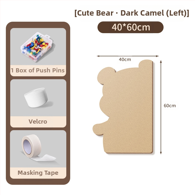 Πίνακας τοίχου από φέλτ με μοτίβο αρκούδας, πάνελ από φελλό, καρτούν στυλ, ύφασμα plush, εγκατάσταση χωρίς τρύπες