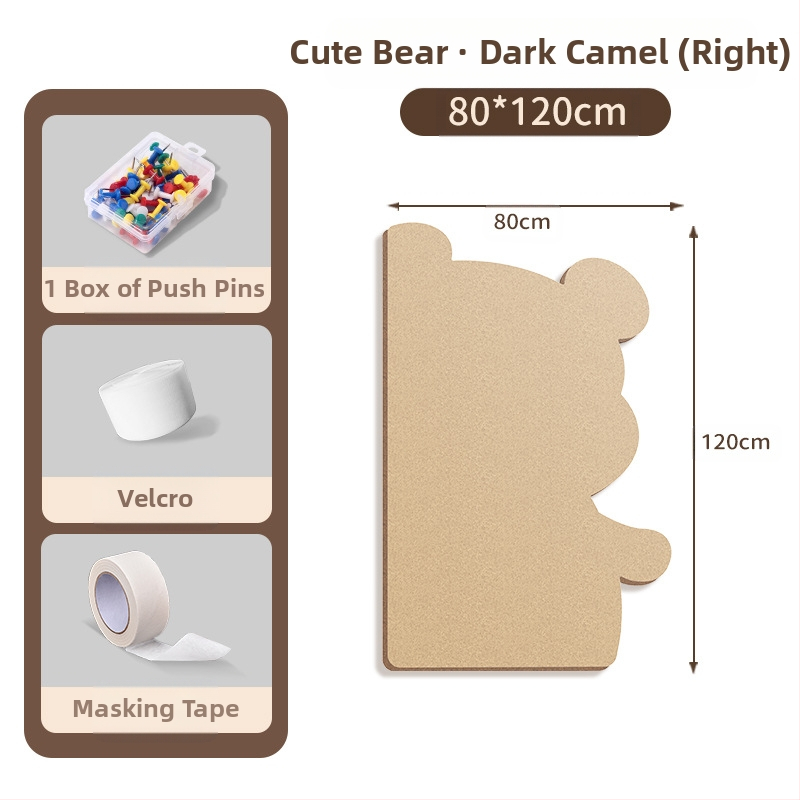 Πίνακας τοίχου από φέλτ με μοτίβο αρκούδας, πάνελ από φελλό, καρτούν στυλ, ύφασμα plush, εγκατάσταση χωρίς τρύπες