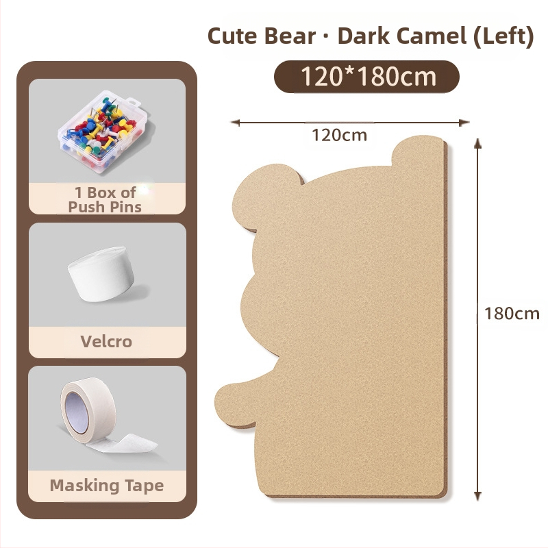 Πίνακας τοίχου από φέλτ με μοτίβο αρκούδας, πάνελ από φελλό, καρτούν στυλ, ύφασμα plush, εγκατάσταση χωρίς τρύπες