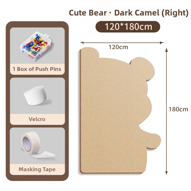 Πίνακας τοίχου από φέλτ με μοτίβο αρκούδας, πάνελ από φελλό, καρτούν στυλ, ύφασμα plush, εγκατάσταση χωρίς τρύπες