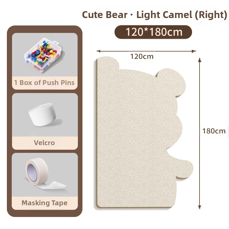 Πίνακας τοίχου από φέλτ με μοτίβο αρκούδας, πάνελ από φελλό, καρτούν στυλ, ύφασμα plush, εγκατάσταση χωρίς τρύπες