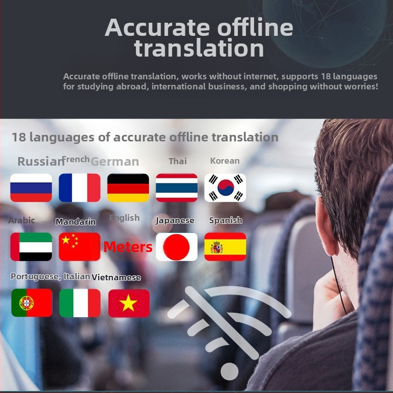Преводач за множество езици с офлайн превод и превод чрез телефон • Android • Bluetooth поддръжка • Безжична дистанция 5 м • Режим на работа: бутони + сензорен екран