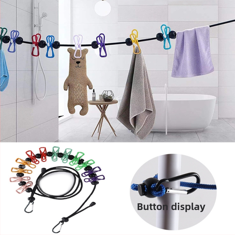 Drabužių džiovyklės lynas – be gręžimo, lengvai nešiojamas kelionėms, vėjo atsparus, plastikinės dangos, sulankstomas ir reguliuojamas ilgis