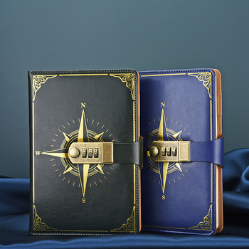 Bilježnica: A5 compass codebook s PU kućištem, konopno šivanje, Forest papir 80 g, 200/100 stranica, kalendar, otisak logotipa, prilagodba dostupna