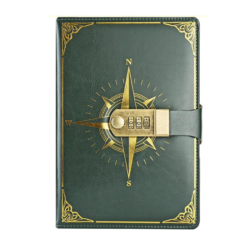 Bilježnica: A5 compass codebook s PU kućištem, konopno šivanje, Forest papir 80 g, 200/100 stranica, kalendar, otisak logotipa, prilagodba dostupna