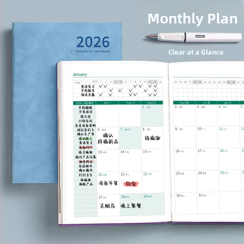Σημειωματάριο με κάλυμμα από συνθετικό δέρμα, δέσιμο με γραμμές, χαρτί Dowling, 80 gsm, 300–400 σελίδες, ημερήσιο προγραμματισμό και διαχείριση χρόνου