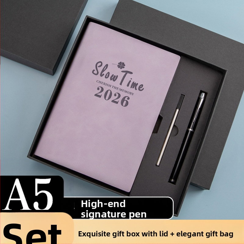 Σημειωματάριο με κάλυμμα από συνθετικό δέρμα, δέσιμο με γραμμές, χαρτί Dowling, 80 gsm, 300–400 σελίδες, ημερήσιο προγραμματισμό και διαχείριση χρόνου