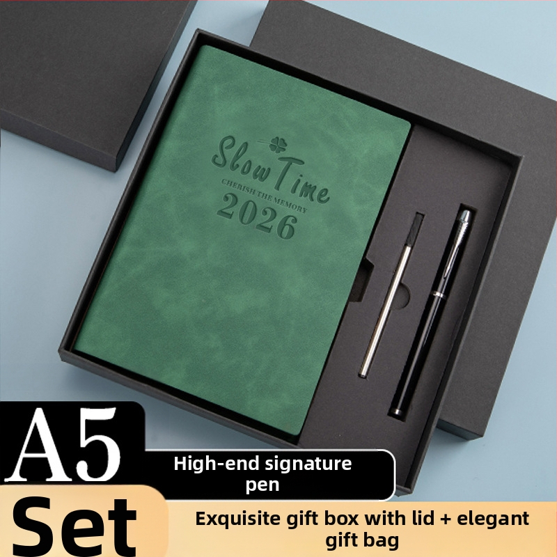 Σημειωματάριο με κάλυμμα από συνθετικό δέρμα, δέσιμο με γραμμές, χαρτί Dowling, 80 gsm, 300–400 σελίδες, ημερήσιο προγραμματισμό και διαχείριση χρόνου