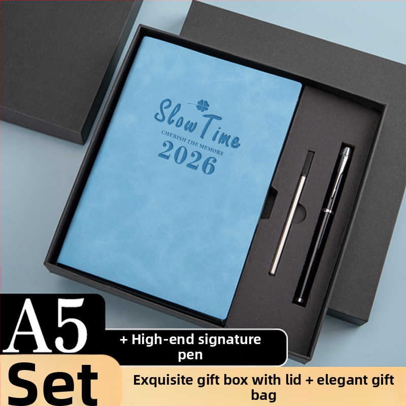 Σημειωματάριο με κάλυμμα από συνθετικό δέρμα, δέσιμο με γραμμές, χαρτί Dowling, 80 gsm, 300–400 σελίδες, ημερήσιο προγραμματισμό και διαχείριση χρόνου