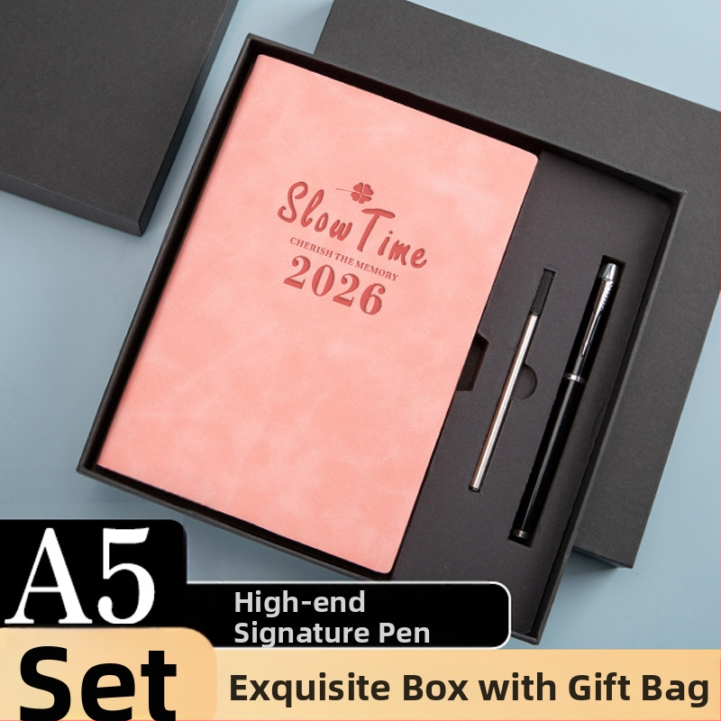 Σημειωματάριο με κάλυμμα από συνθετικό δέρμα, δέσιμο με γραμμές, χαρτί Dowling, 80 gsm, 300–400 σελίδες, ημερήσιο προγραμματισμό και διαχείριση χρόνου